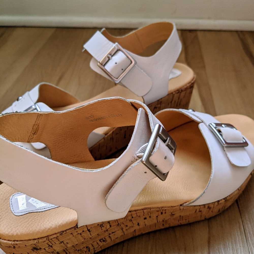 Kork-Ease Size 8 Platform White Sandals Clogs Cork - Picture 3 of 8